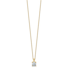 14k 2 carat Lab Grown Diamond VS+ F+ Cushion Complete 18 inch Four Prong Pendant Necklace