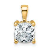 14k 2 carat Lab Grown Diamond VS+ F+ Cushion Complete Four Prong Pendant
