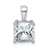 14k White Gold 2 1/2 carat Lab Grown Diamond VS/SI+ G+ Cushion Complete Four Prong Pendant