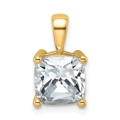 14k 2 1/2 carat Lab Grown Diamond VS/SI+ G+ Cushion Complete Four Prong Pendant