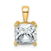 14k 2 1/2 carat Certified Lab Grown Diamond VS/SI+ G+ Cushion Complete Four Prong Pendant
