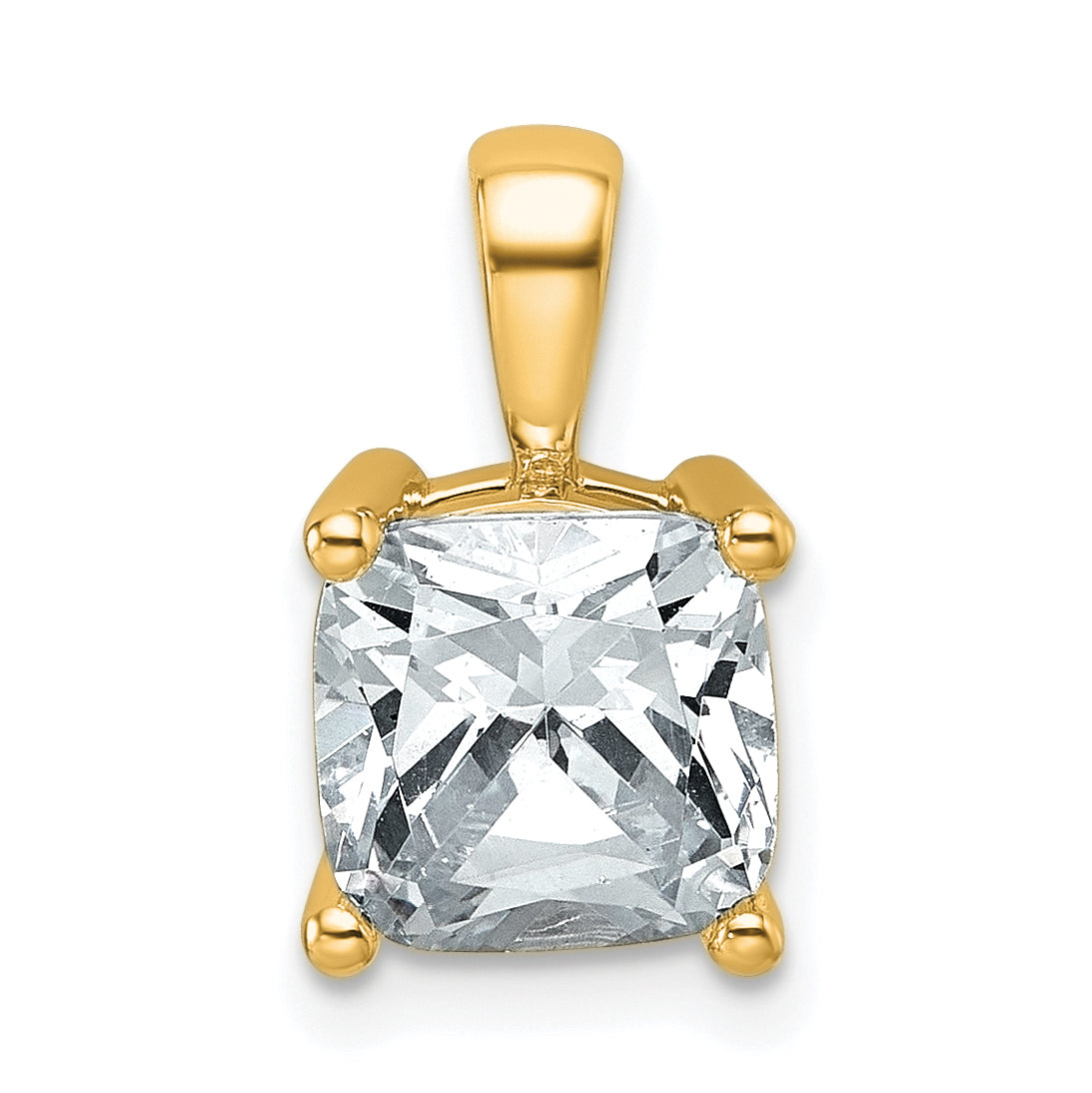 14k 2 1/2 carat Certified Lab Grown Diamond VS+ F+ Cushion Complete Four Prong Pendant