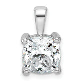 14k White Gold 4 carat Certified Lab Grown Diamond VS+ F+ Cushion Complete Four Prong Pendant