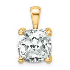 14k 5 carat Certified Lab Grown Diamond VS/SI+ G+ Cushion Complete Four Prong Pendant