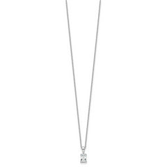 14k White Gold 1/2 carat Lab Grown Diamond VS+ F+ Radiant Complete 18 inch Four Prong Pendant Necklace