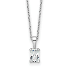 14k White Gold 1/2 carat Certified Lab Grown Diamond VS+ F+ Radiant Complete 18 inch Four Prong Pendant Necklace