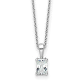 14k White Gold 1/2 carat Lab Grown Diamond VS+ F+ Radiant Complete 18 inch Four Prong Pendant Necklace