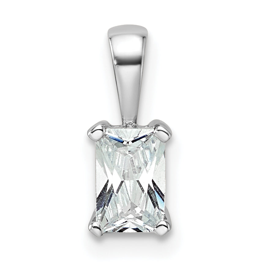 14k White Gold 1/2 carat Lab Grown Diamond VS+ F+ Radiant Complete Four Prong Pendant