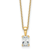 14k 1/2 carat Lab Grown Diamond VS/SI+ G+ Radiant Complete 18 inch Four Prong Pendant Necklace
