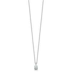 14k White Gold 3/4 carat Lab Grown Diamond VS+ F+ Radiant Complete 18 inch Four Prong Pendant Necklace