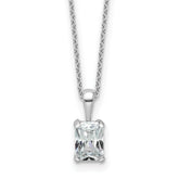 14k White Gold 3/4 carat Certified Lab Grown Diamond VS/SI+ G+ Radiant Complete 18 inch Four Prong Pendant Necklace