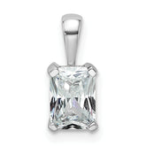 14k White Gold 3/4 carat Certified Lab Grown Diamond VS+ F+ Radiant Complete Four Prong Pendant