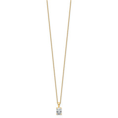 14k 3/4 carat Certified Lab Grown Diamond VS/SI+ G+ Radiant Complete 18 inch Four Prong Pendant Necklace