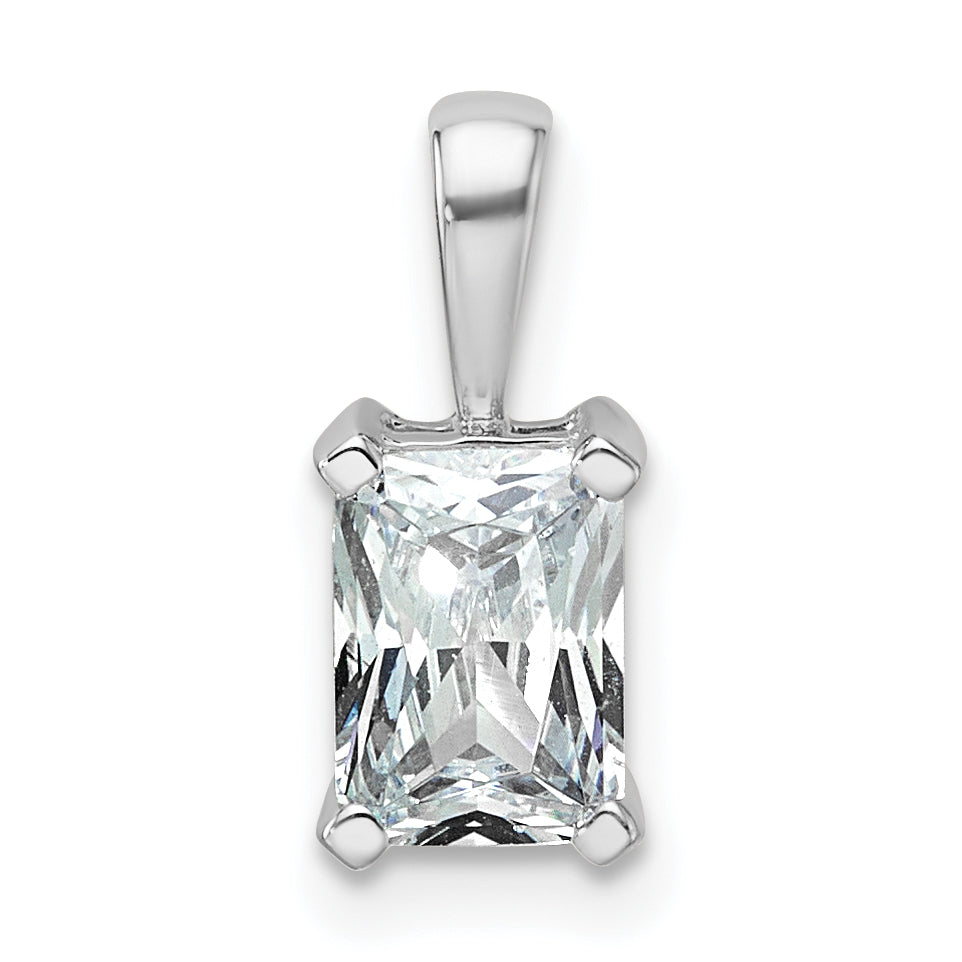 14k White Gold 1 carat Certified Lab Grown Diamond VS/SI+ G+ Radiant Complete Four Prong Pendant