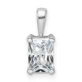 14k White Gold 1 carat Lab Grown Diamond VS+ F+ Radiant Complete Four Prong Pendant