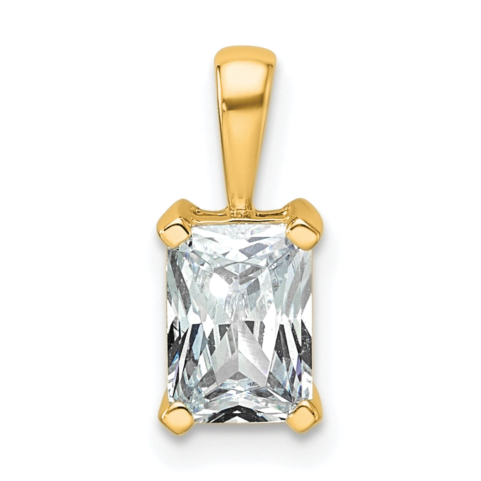 14k 1 carat Lab Grown Diamond VS+ F+ Radiant Complete Four Prong Pendant