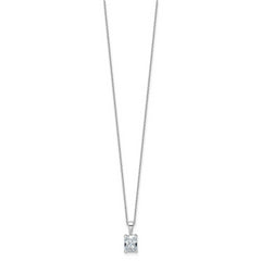 14k White Gold 1 1/2 carat Certified Lab Grown Diamond VS+ F+ Radiant Complete 18 inch Four Prong Pendant Necklace