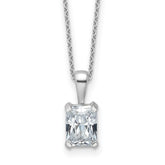 14k White Gold 1 1/2 carat Certified Lab Grown Diamond VS+ F+ Radiant Complete 18 inch Four Prong Pendant Necklace