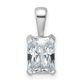 14k White Gold 1 1/2 carat Certified Lab Grown Diamond VS/SI+ G+ Radiant Complete Four Prong Pendant