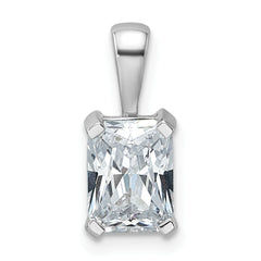 14k White Gold 1 1/2 carat Lab Grown Diamond VS/SI+ G+ Radiant Complete Four Prong Pendant