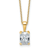 14k 1 1/2 carat Lab Grown Diamond VS/SI+ G+ Radiant Complete 18 inch Four Prong Pendant Necklace