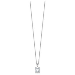 14k White Gold 2 carat Certified Lab Grown Diamond VS/SI+ G+ Radiant Complete 18 inch Four Prong Pendant Necklace