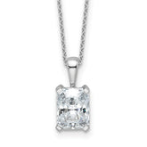 14k White Gold 2 carat Lab Grown Diamond VS+ F+ Radiant Complete 18 inch Four Prong Pendant Necklace