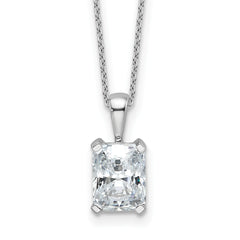 14k White Gold 2 carat Certified Lab Grown Diamond VS+ F+ Radiant Complete 18 inch Four Prong Pendant Necklace