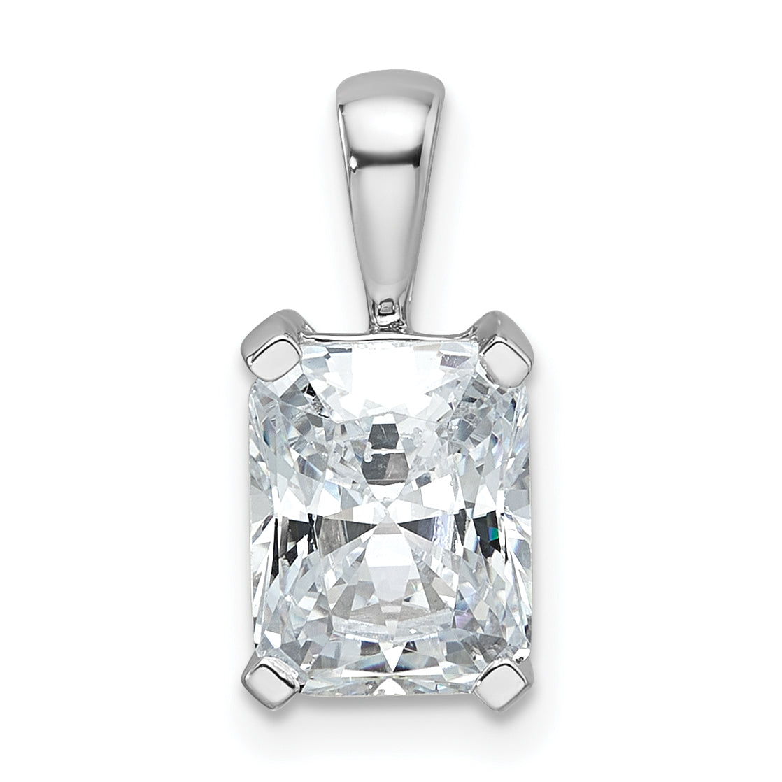 14k White Gold 2 carat Lab Grown Diamond VS/SI+ G+ Radiant Complete Four Prong Pendant