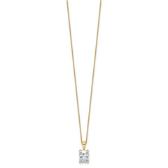 14k 2 carat Certified Lab Grown Diamond VS+ F+ Radiant Complete 18 inch Four Prong Pendant Necklace