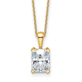 14k 2 carat Lab Grown Diamond VS/SI+ G+ Radiant Complete 18 inch Four Prong Pendant Necklace