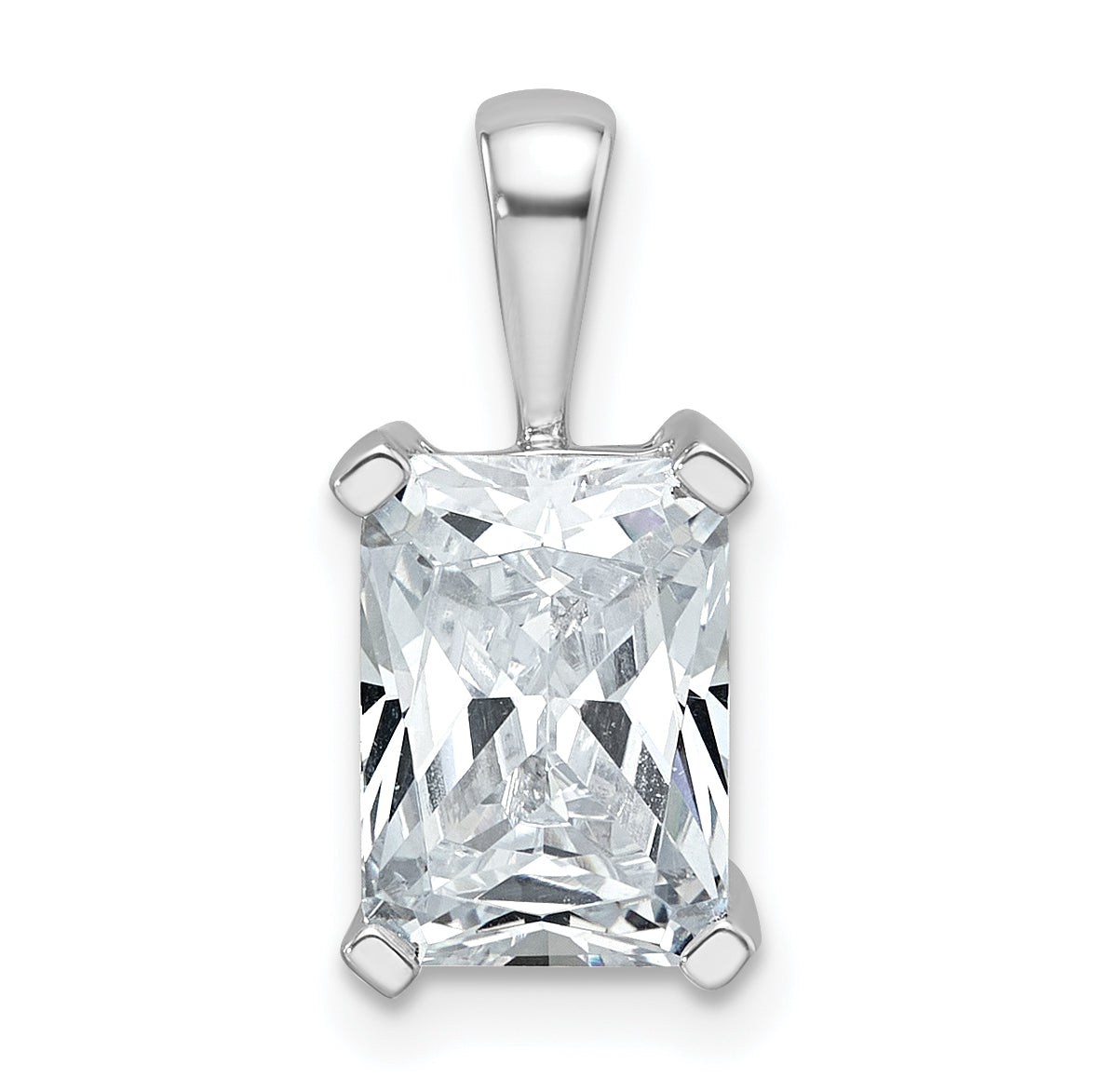 14k White Gold 2 1/2 carat Certified Lab Grown Diamond VS+ F+ Radiant Complete Four Prong Pendant
