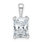 14k White Gold 2 1/2 carat Lab Grown Diamond VS+ F+ Radiant Complete Four Prong Pendant
