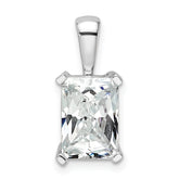 14k White Gold 3 carat Certified Lab Grown Diamond VS/SI+ G+ Radiant Complete Four Prong Pendant