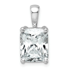 14k White Gold 4 carat Lab Grown Diamond VS/SI+ G+ Radiant Complete Four Prong Pendant
