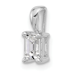 14k White Gold 1/2 carat Lab Grown Diamond VS+ F+ Emerald Complete Four Prong Pendant