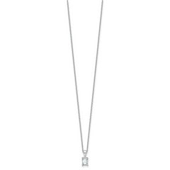 14k White Gold 1/2 carat Certified Lab Grown Diamond VS+ F+ Emerald Complete 18 inch Four Prong Pendant Necklace