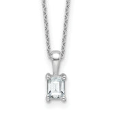 14k White Gold 1/2 carat Certified Lab Grown Diamond VS/SI+ G+ Emerald Complete 18 inch Four Prong Pendant Necklace