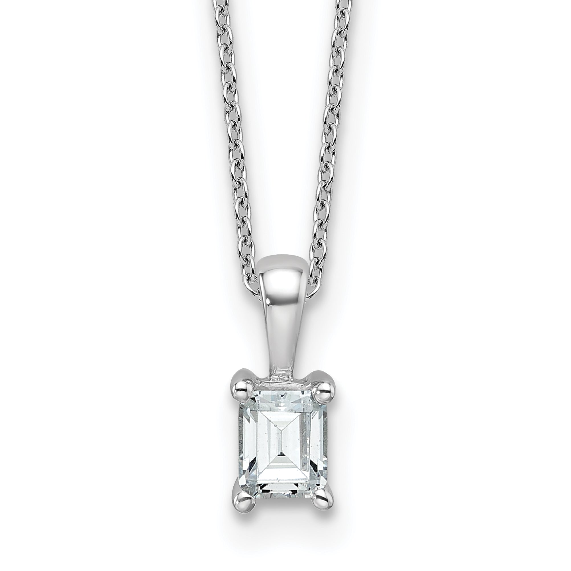 14k White Gold 1/2 carat Certified Lab Grown Diamond VS+ F+ Emerald Complete 18 inch Four Prong Pendant Necklace