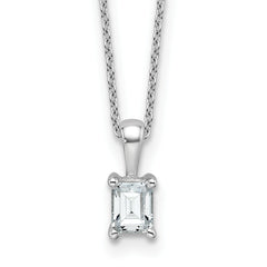 14k White Gold 1/2 carat Certified Lab Grown Diamond VS+ F+ Emerald Complete 18 inch Four Prong Pendant Necklace