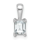 14k White Gold 1/2 carat Lab Grown Diamond VS/SI+ G+ Emerald Complete Four Prong Pendant