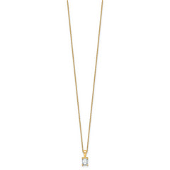 14k 1/2 carat Certified Lab Grown Diamond VS+ F+ Emerald Complete 18 inch Four Prong Pendant Necklace