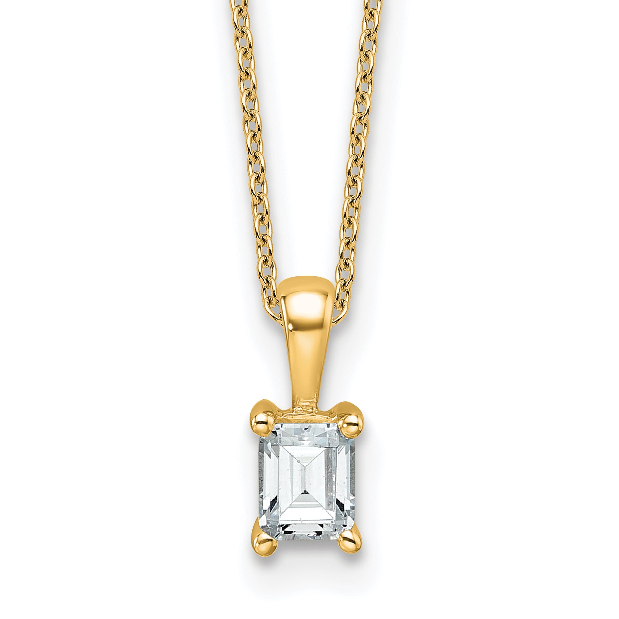 14k 1/2 carat Lab Grown Diamond VS/SI+ G+ Emerald Complete 18 inch Four Prong Pendant Necklace