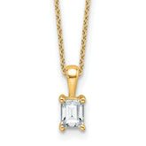 14k 1/2 carat Certified Lab Grown Diamond VS+ F+ Emerald Complete 18 inch Four Prong Pendant Necklace