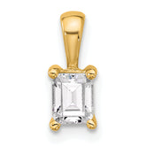 14k 1/2 carat Certified Lab Grown Diamond VS/SI+ G+ Emerald Complete Four Prong Pendant