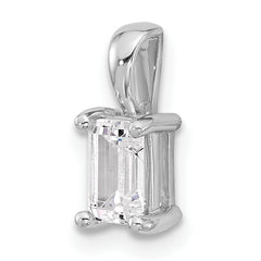 14k White Gold 3/4 carat Certified Lab Grown Diamond VS+ F+ Emerald Complete Four Prong Pendant