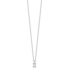 14k White Gold 3/4 carat Lab Grown Diamond VS+ F+ Emerald Complete 18 inch Four Prong Pendant Necklace