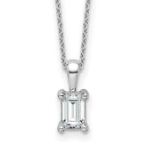 14k White Gold 3/4 carat Certified Lab Grown Diamond VS+ F+ Emerald Complete 18 inch Four Prong Pendant Necklace