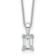 14k White Gold 3/4 carat Certified Lab Grown Diamond VS/SI+ G+ Emerald Complete 18 inch Four Prong Pendant Necklace