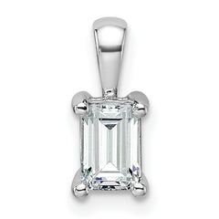 14k White Gold 3/4 carat Certified Lab Grown Diamond VS+ F+ Emerald Complete Four Prong Pendant